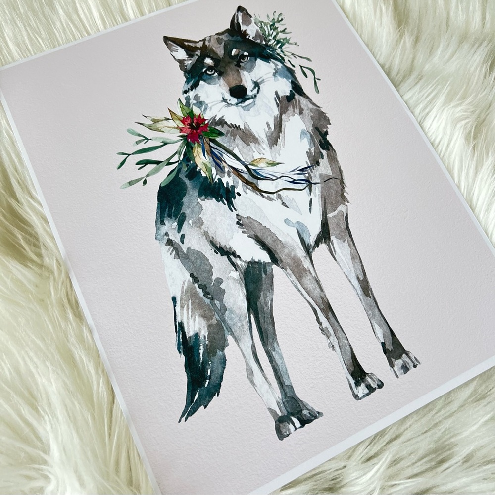 Wall Art Watercolor Wolf Portrait Illustration Print Poster Unframed - Picture 13 of 16